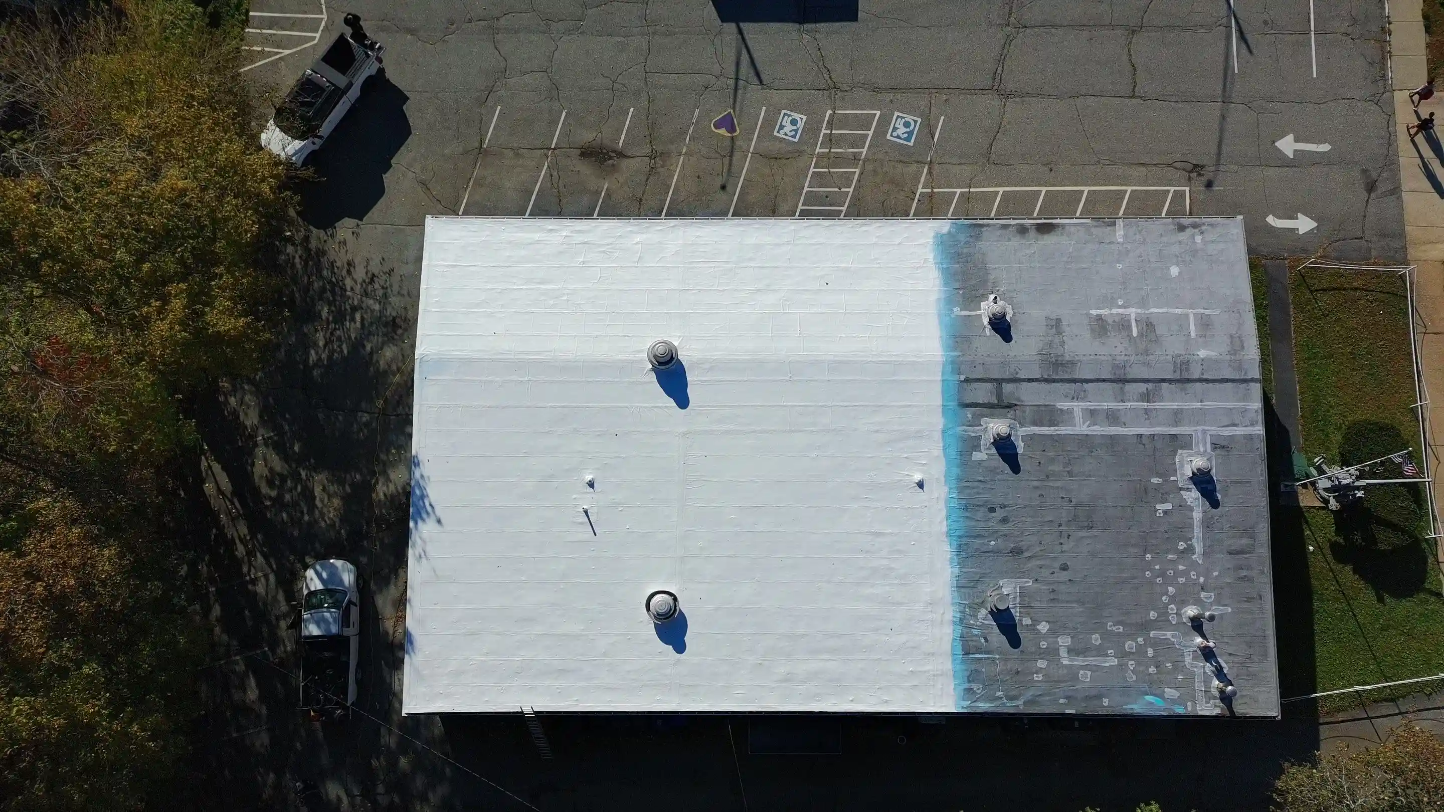 Commercial flat roof maintenance project in New London CT