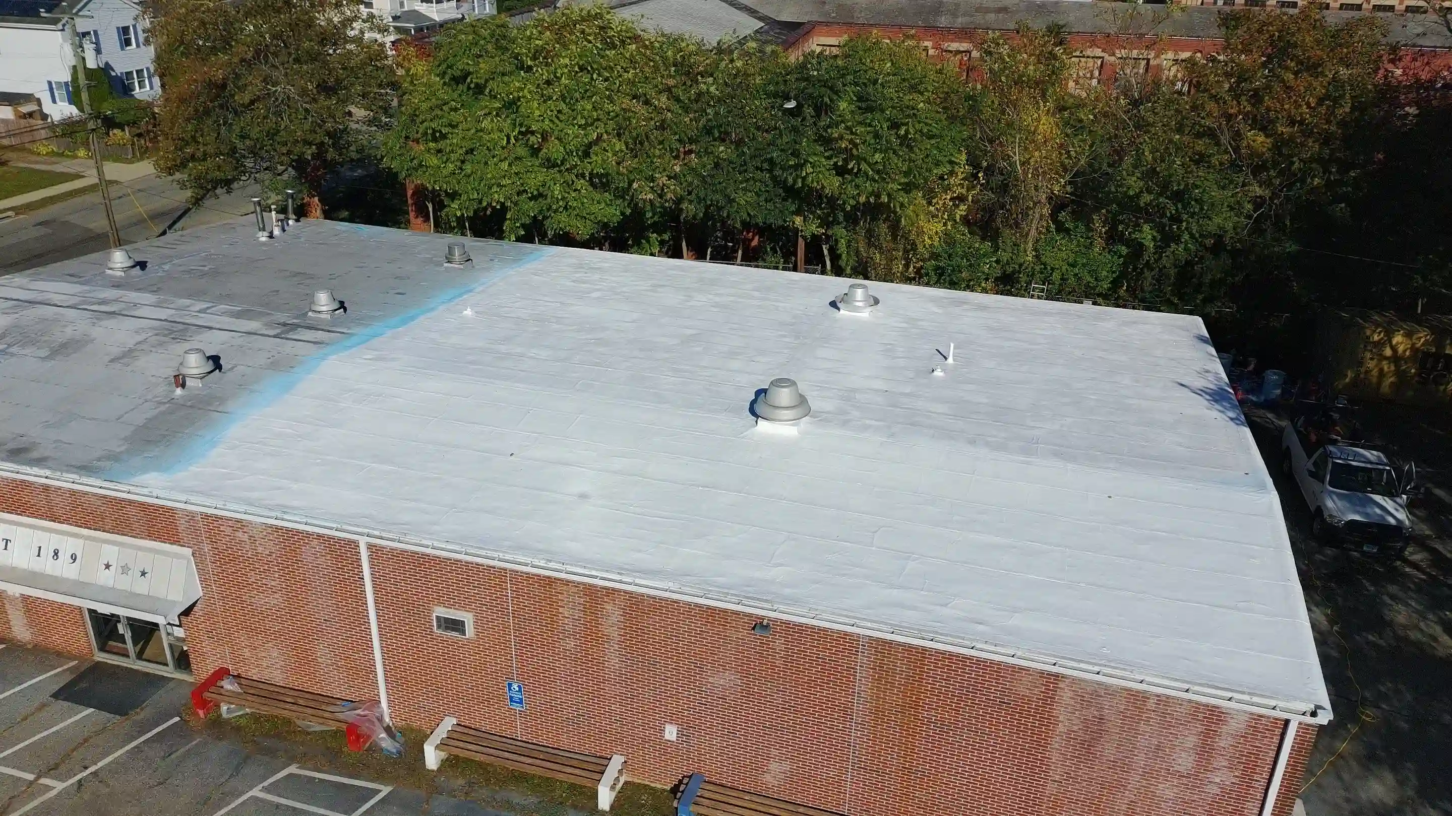 Commercial roof coating project at VFW Post 189 in New London CT